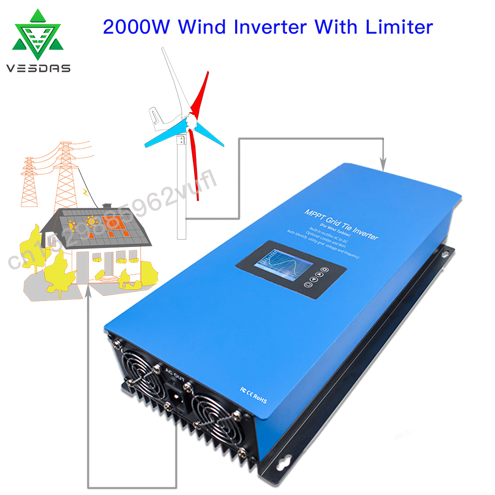 Grid Tie Inverter Limiter 2000W - 1000 واط 2000 واط الرياح MPPT