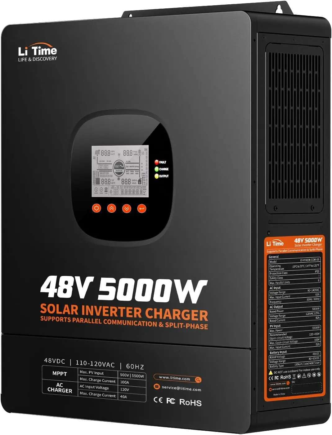 محول شمسي هجين LiTime بقدرة 50 - مراجعة Parallel Solar Inverter 48V 5000W Mppt وسعره