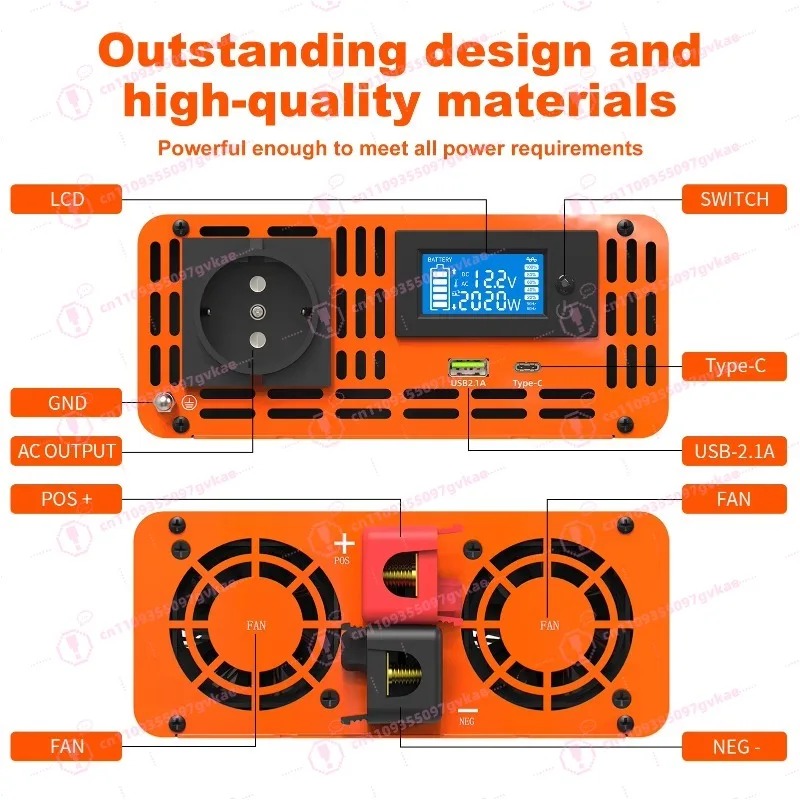 الذروة 4000 واط 12 فولت 24 فول - مراجعة Power Inverter 12V 220V 4000W Continuous وسعره