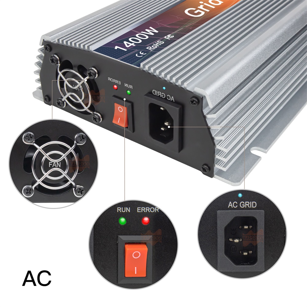 محول طاقة شمسية MPPT بقوة 1400 - مراجعة Micro Inverter 1400W Solar Grid Tie وسعره