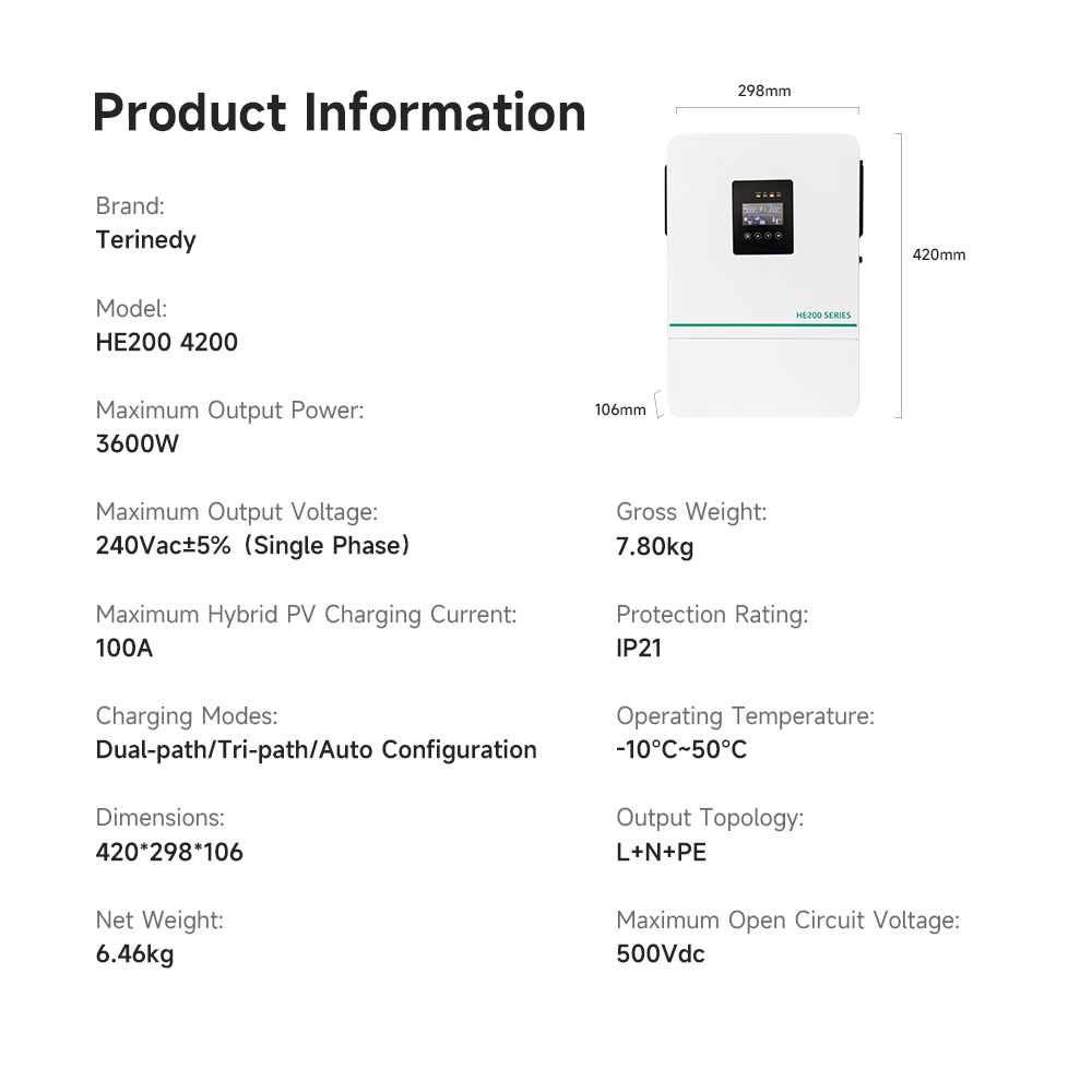 محول طاقة شمسية هجين 3.6 كيلو  - مراجعة Hybrid Solar Inverter 5.5Kw Mppt 48V وسعره