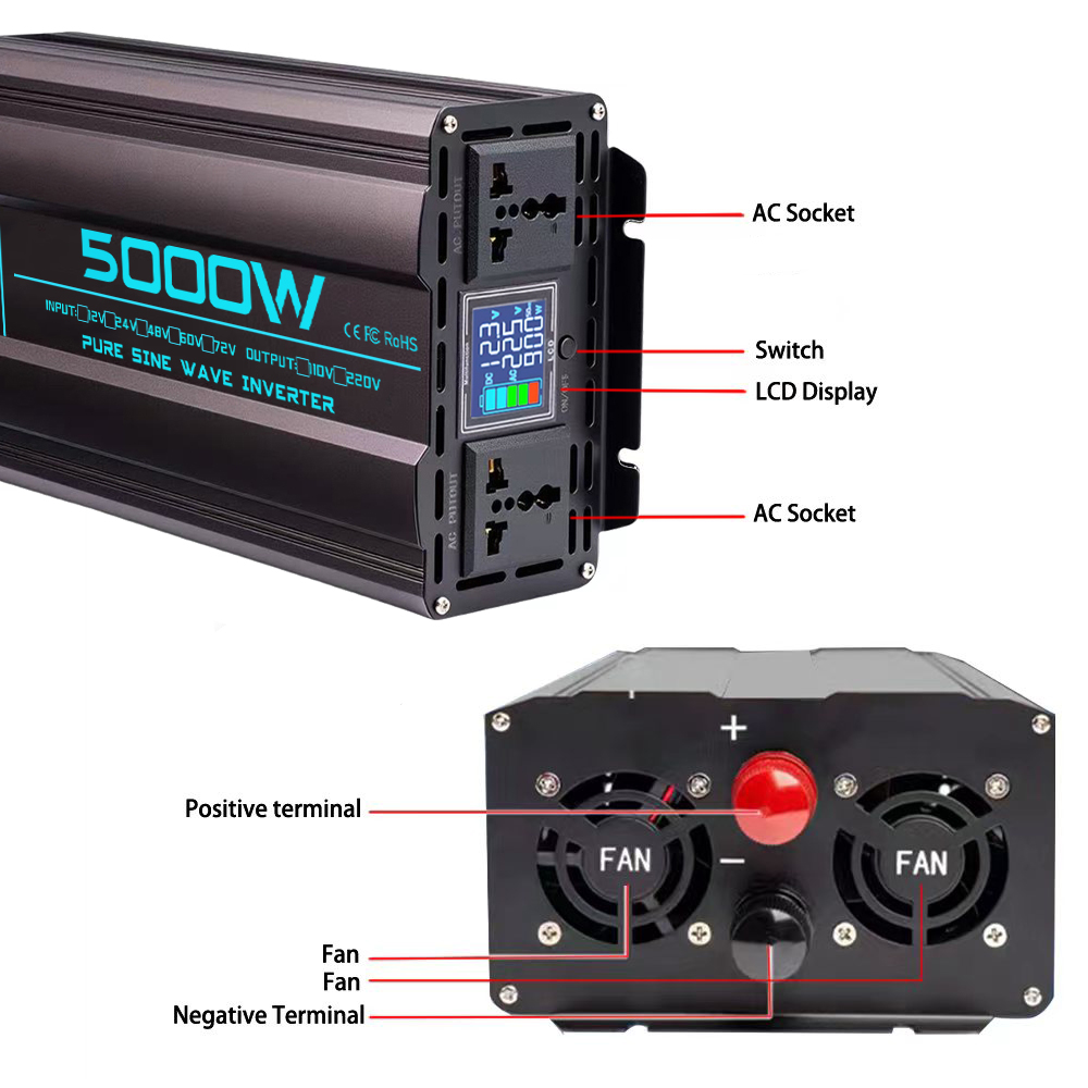 نقية شرط لموجة العاكس تيار مست - مراجعة Pure Sine Wave Inverter 5000W 48V 220V وسعره