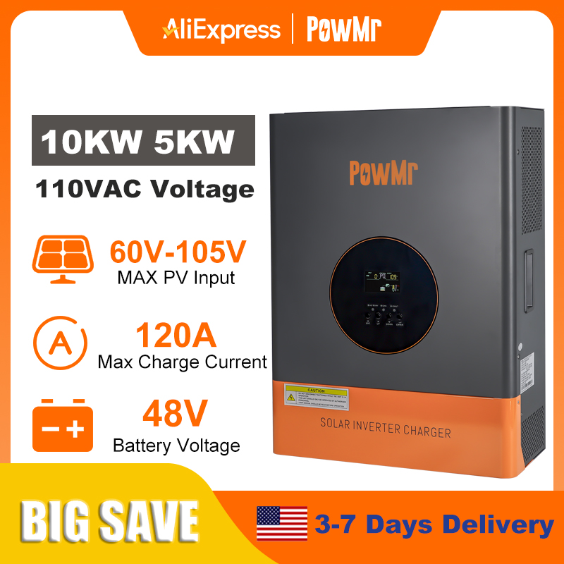 محول طاقة PowMr بقدرة 10 كيلو  - مراجعة Split Phase Inverter 10Kw 110V 220V وسعره